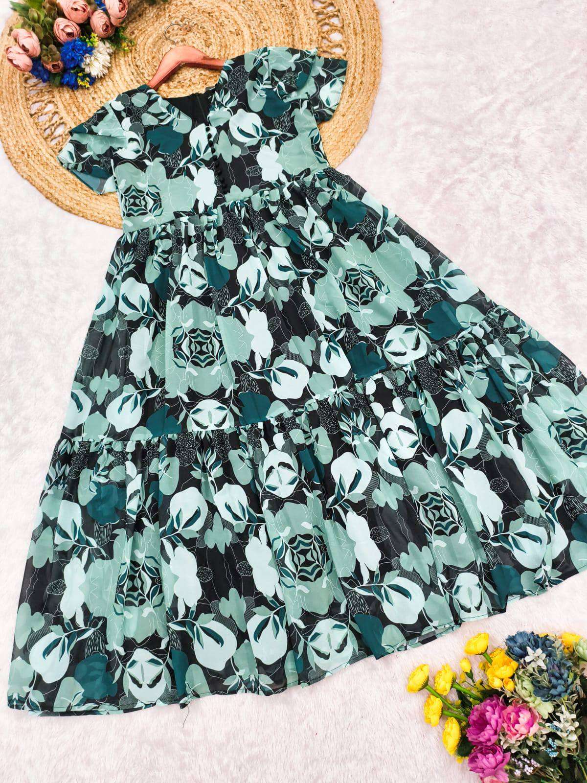Multi-Colored Georgette Maxi Dress â€“ Vibrant Elegance