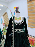 Elegant Green Velvet Gown for Women â€“ Party & Wedding Wear
