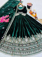 Elegant Green Velvet Gown for Women â€“ Party & Wedding Wear