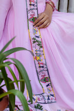 Premium Embroidered Gown with Pearl Moti Dupatta