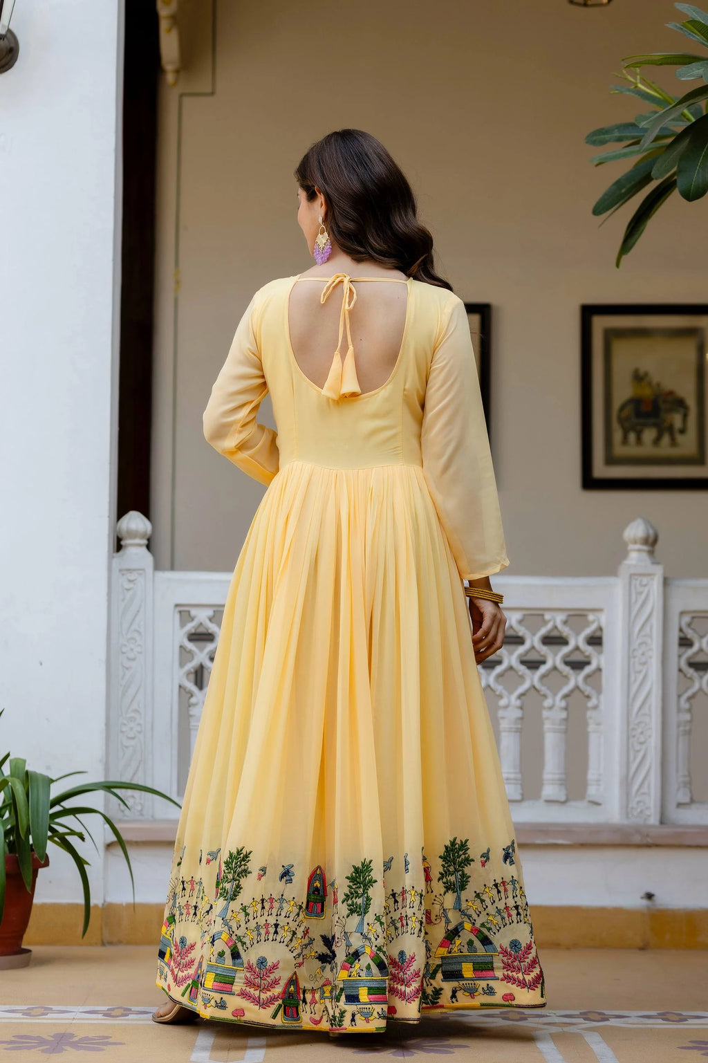 Premium Embroidered Gown with Pearl Moti Dupatta
