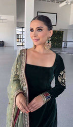 Designer Look Velvet Sharara Plazzo Set with Embroidery Sequence Work
