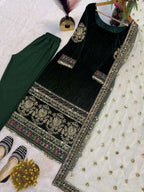 Designer Look Velvet Sharara Plazzo Set with Embroidery Sequence Work