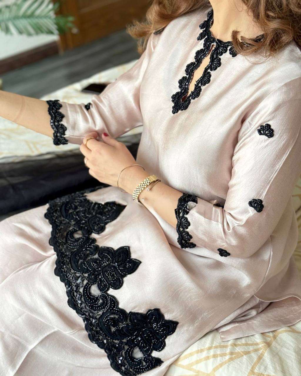 Pearls & Shine – Trending Farsi Salwar Suit in Beads & Sequence