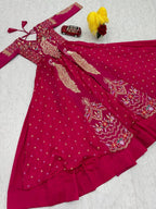 Elegant Pure Vichitra Lehenga Set with Red Fully Stitched Embroidered Top