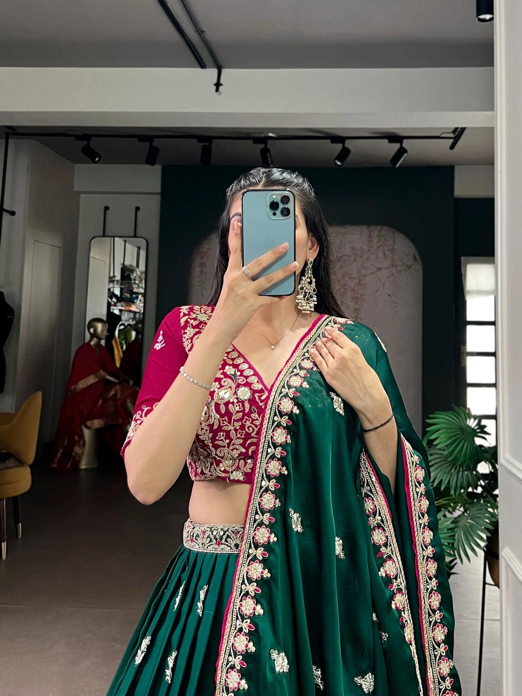 Premium Sequence & Thread Work Satin Silk Lehenga Set