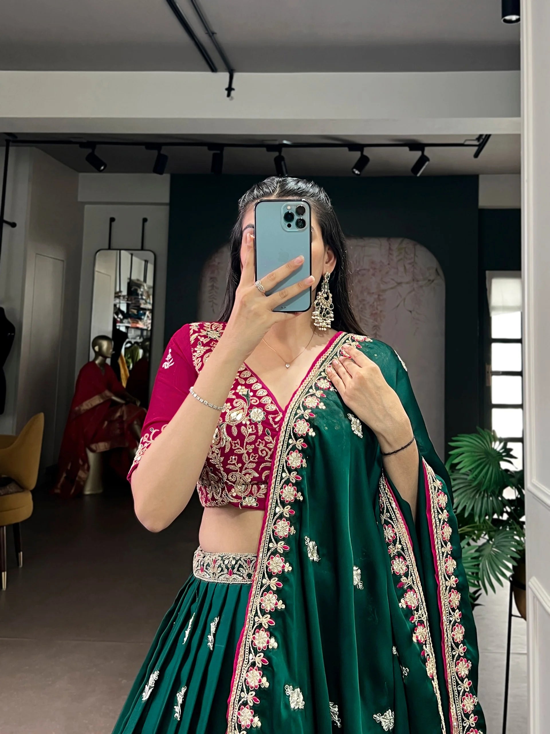 Premium Sequence & Thread Work Satin Silk Lehenga Set