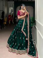 Premium Sequence & Thread Work Satin Silk Lehenga Set