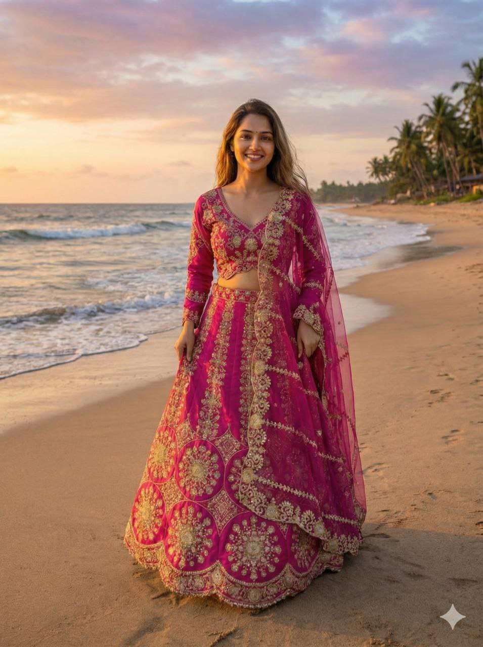 Opulent Two Tone Silk Lehenga with Intricate Coding & Sequins Artistry