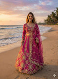 Opulent Two Tone Silk Lehenga with Intricate Coding & Sequins Artistry