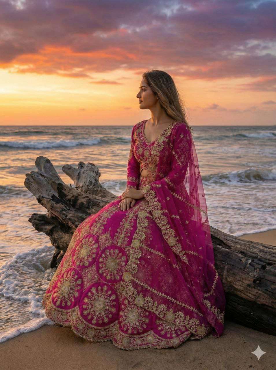 Opulent Two Tone Silk Lehenga with Intricate Coding & Sequins Artistry
