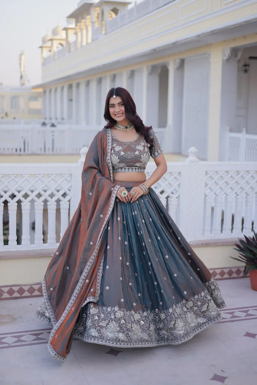 Designer YSL Silk Bridal Lehenga with Dupatta