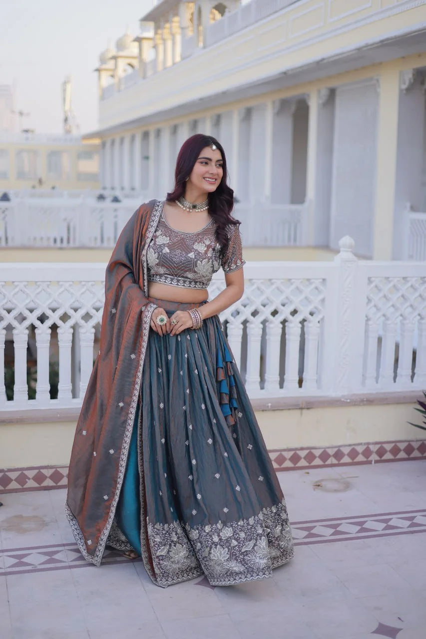 Designer YSL Silk Bridal Lehenga with Dupatta