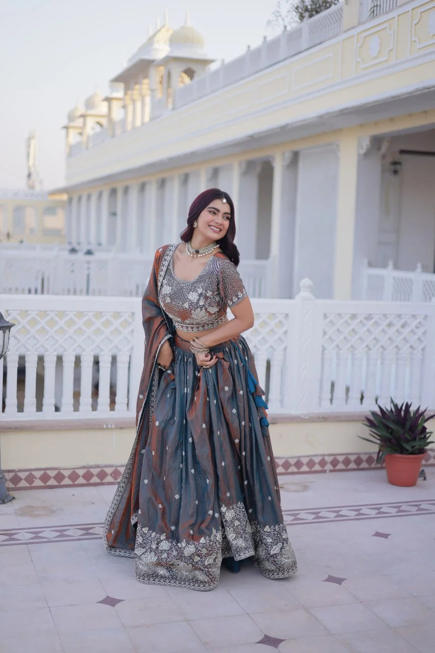 Designer YSL Silk Bridal Lehenga with Dupatta