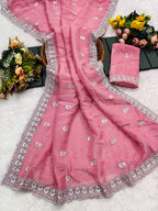 Elegant Pink Saree for Women – Designer Party Wear Saree Collection