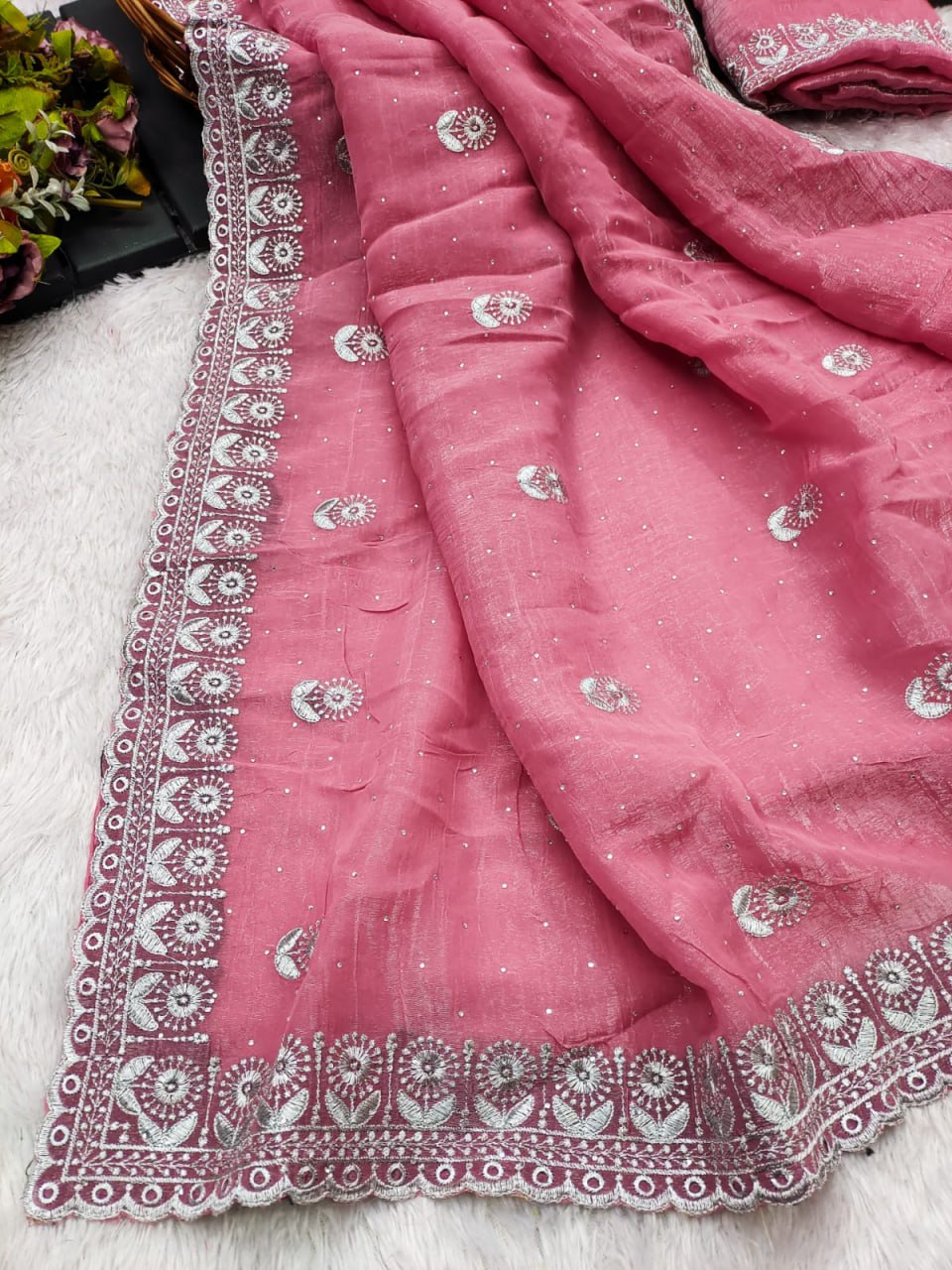Elegant Pink Saree for Women – Designer Party Wear Saree Collection