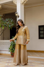 Timeless Banarasi Charm: Embroidered Viscose Top with Matching Bottom Set
