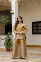 Timeless Banarasi Charm: Embroidered Viscose Top with Matching Bottom Set