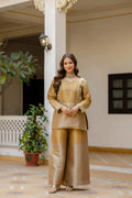 Timeless Banarasi Charm: Embroidered Viscose Top with Matching Bottom Set