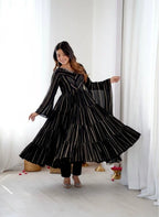 Radiant Mal Chanderi Ruffle Gown set with Artisan Mirror Detailing