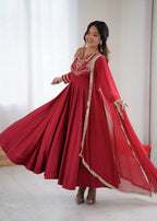 Stunning Roman Silk Anarkali Gown for Festive Wear