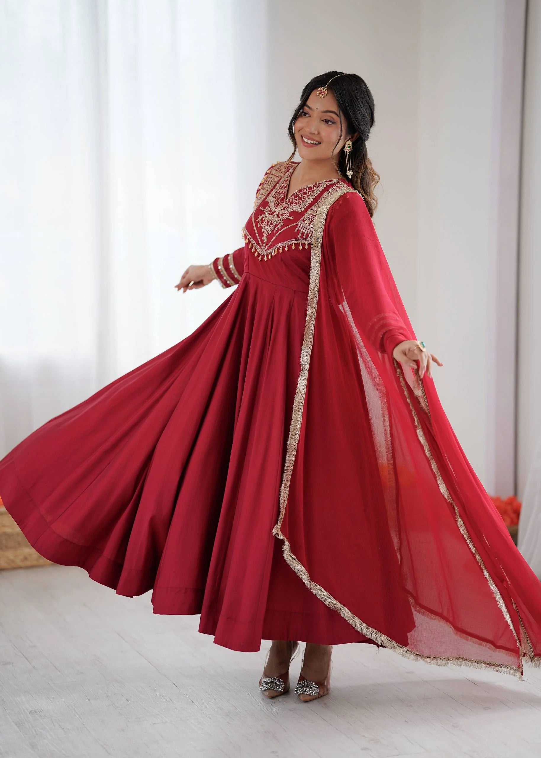 Stunning Roman Silk Anarkali Gown for Festive Wear