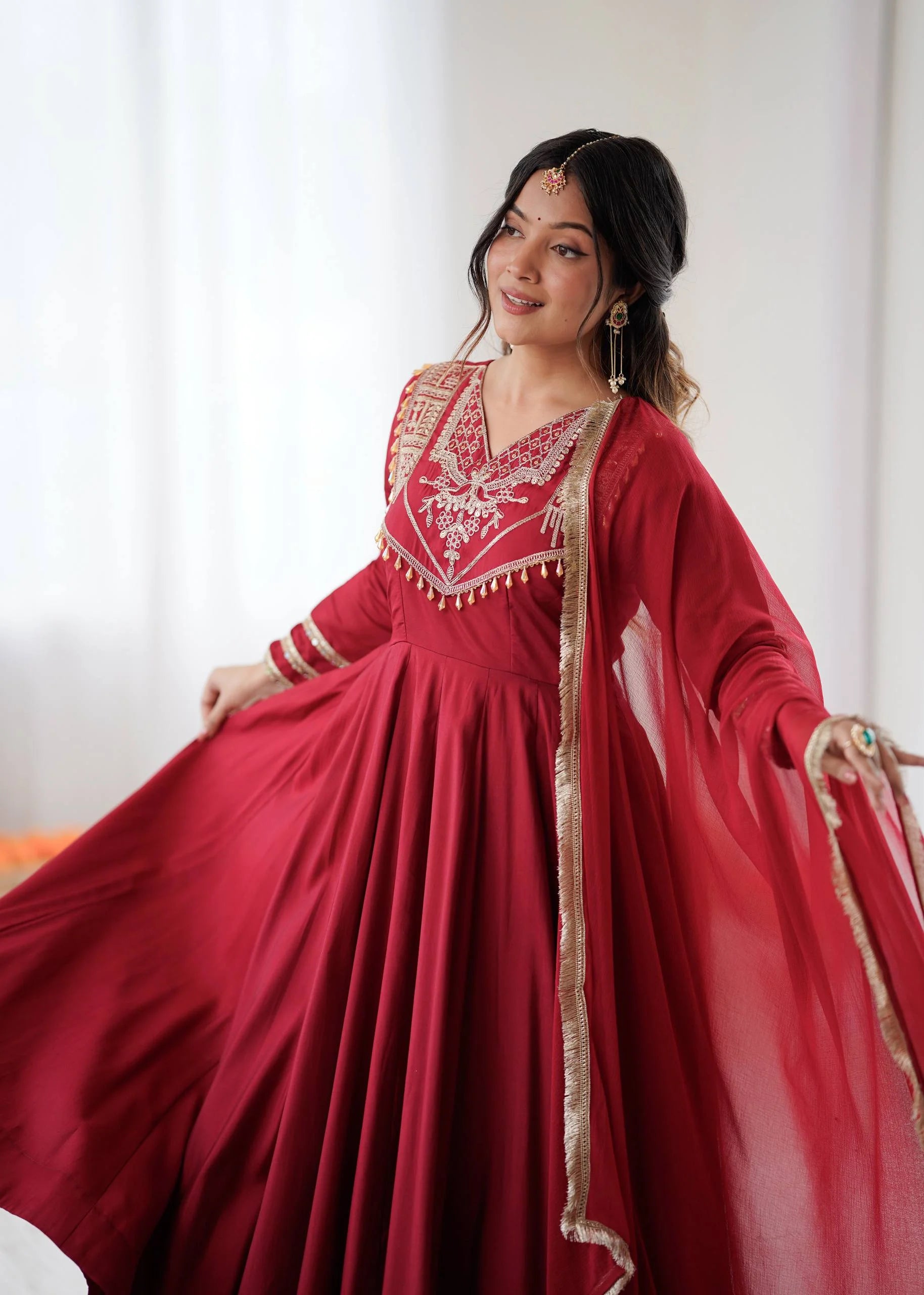 Stunning Roman Silk Anarkali Gown for Festive Wear