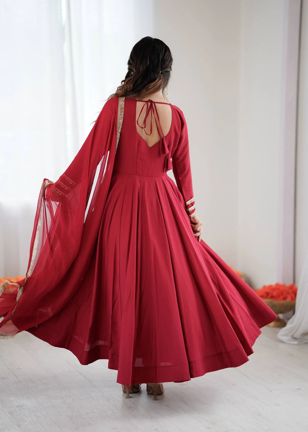 Stunning Roman Silk Anarkali Gown for Festive Wear