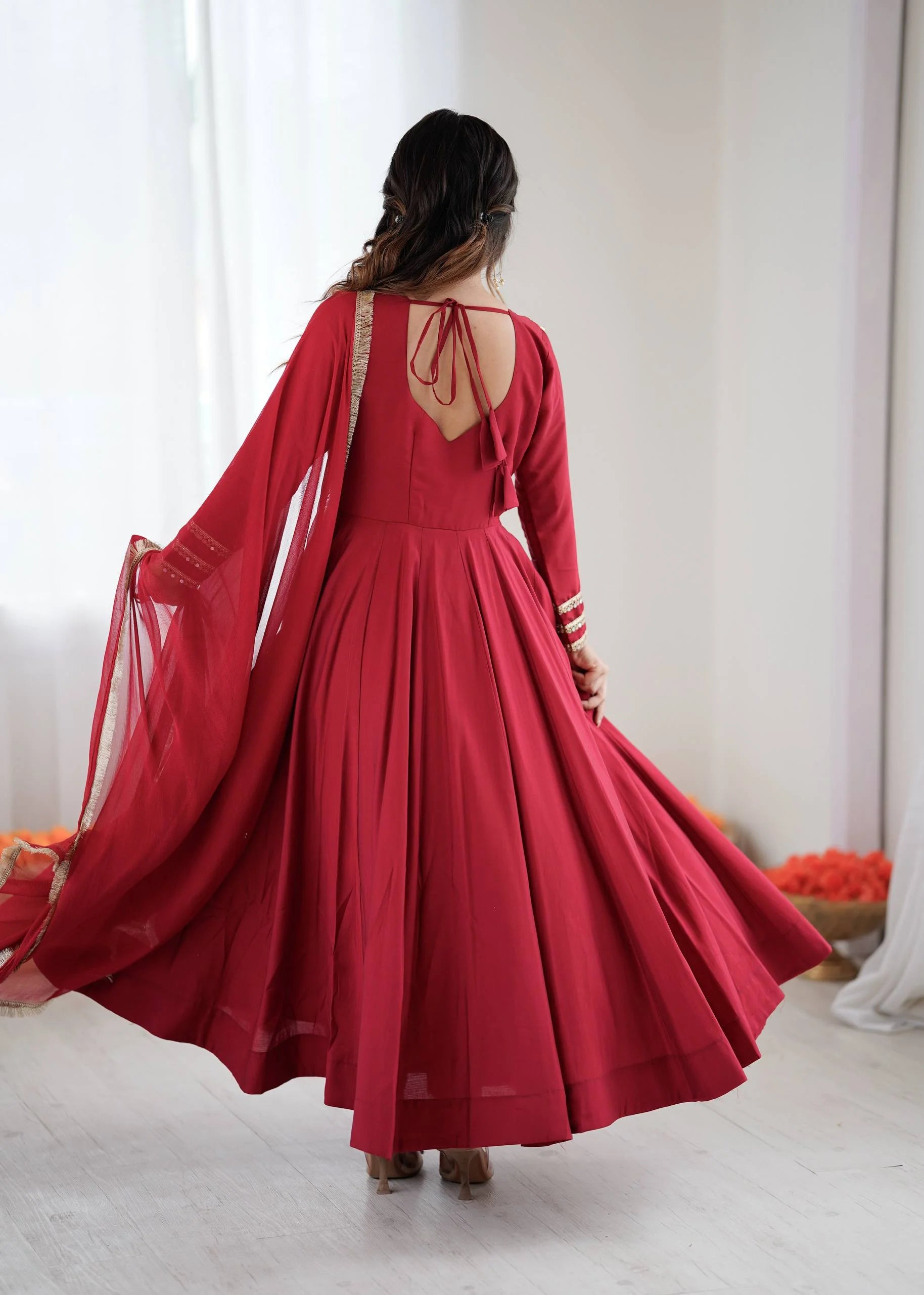 Stunning Roman Silk Anarkali Gown for Festive Wear