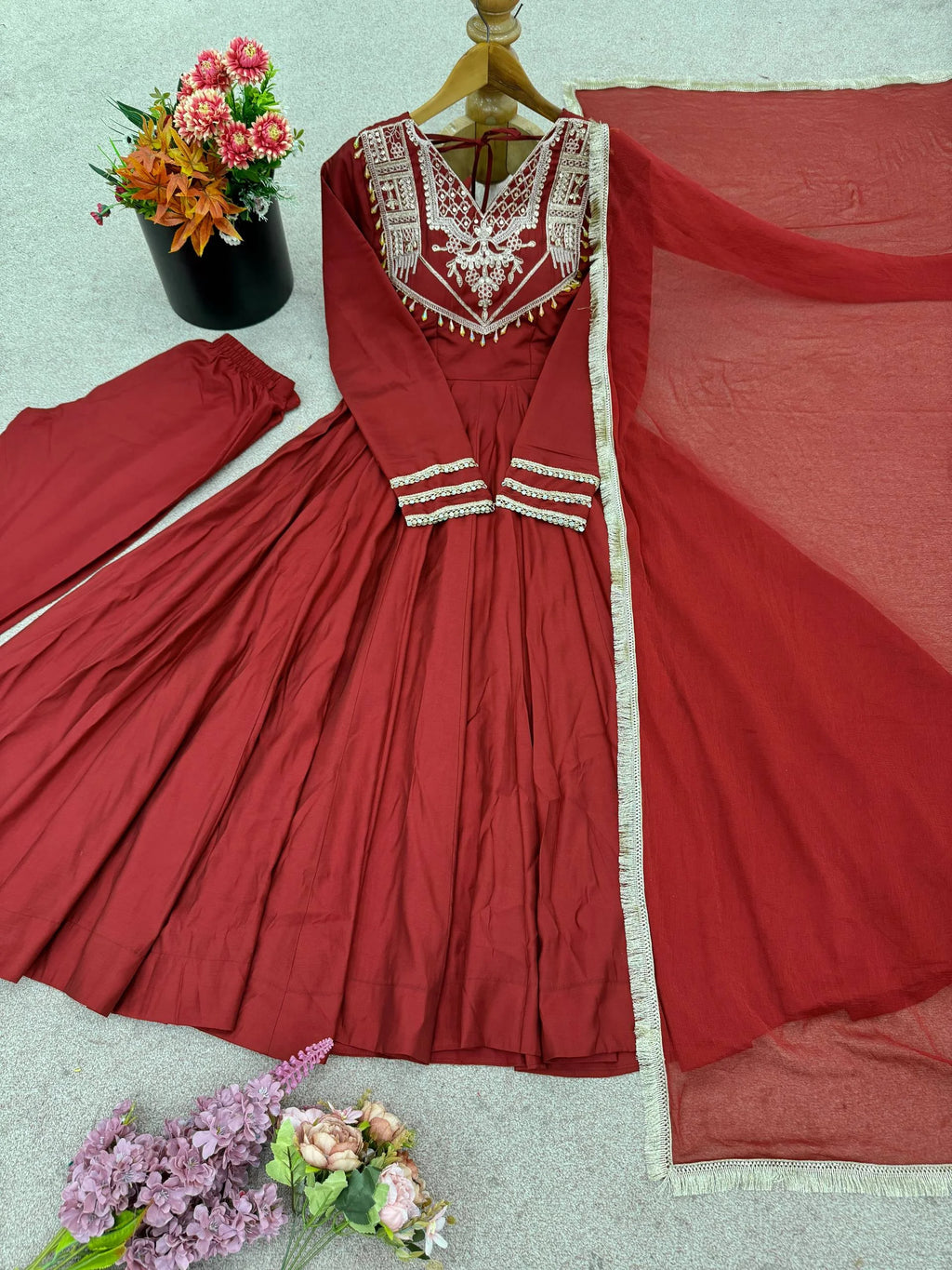 Stunning Roman Silk Anarkali Gown for Festive Wear