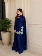 Elegant Royal Blue Traditional Kurta Farshi Salwar with Dupatta for Women