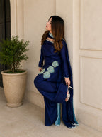 Elegant Royal Blue Traditional Kurta Farshi Salwar with Dupatta for Women