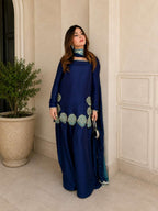 Elegant Royal Blue Traditional Kurta Farshi Salwar with Dupatta for Women