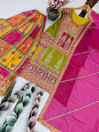 Festive Wear Chinon Silk Embroidered Plazzo Set with Faux Georgette Sequence Dupatta