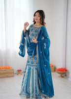 Azure Grace Thread & Sequin Lehenga Ensemble
