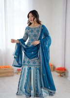 Azure Grace Thread & Sequin Lehenga Ensemble