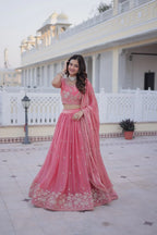 Classic Royal Charm: Embroidered Lehenga Set with Heavy Sequins & Zari Work
