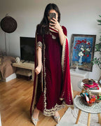 Velvet Top & Pant Set with Sequence Lace Georgette Dupatta