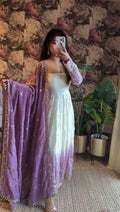 Twirl Ready Lavender Anarkali Kurta Pant Set with Dupatta - Plus Size Available