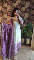 Twirl Ready Lavender Anarkali Kurta Pant Set with Dupatta - Plus Size Available