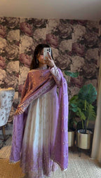 Twirl Ready Lavender Anarkali Kurta Pant Set with Dupatta - Plus Size Available