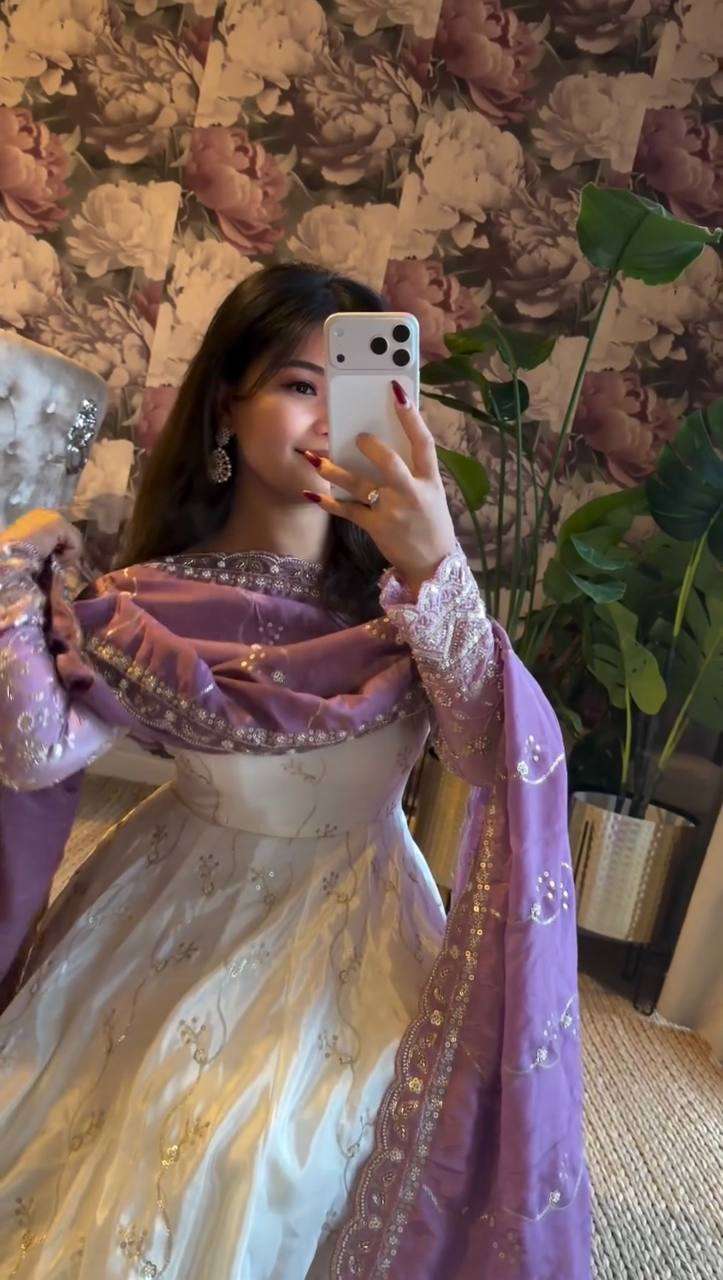 Twirl Ready Lavender Anarkali Kurta Pant Set with Dupatta - Plus Size Available