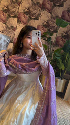 Twirl Ready Lavender Anarkali Kurta Pant Set with Dupatta - Plus Size Available