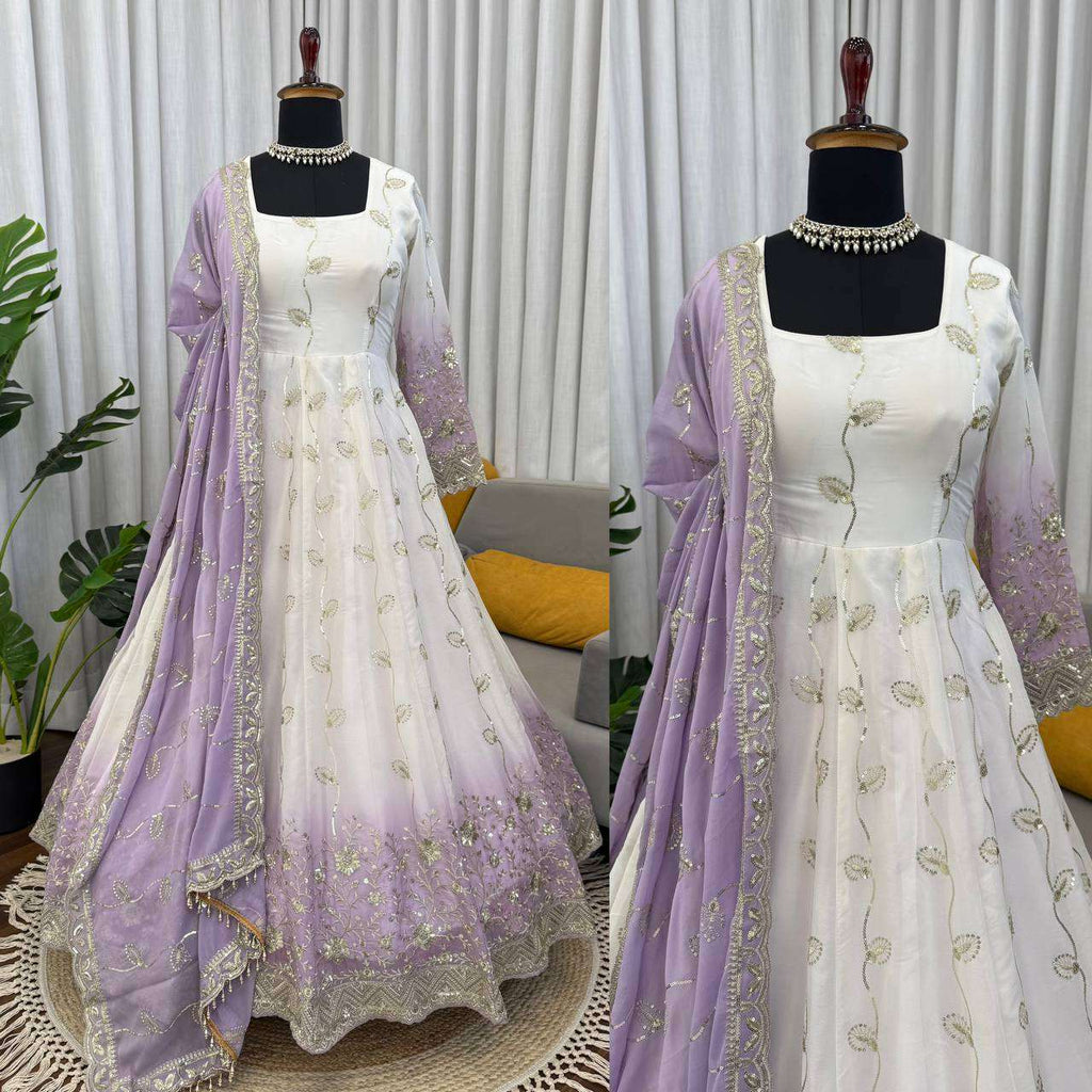 Twirl Ready Lavender Anarkali Kurta Pant Set with Dupatta - Plus Size Available