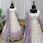 Twirl Ready Lavender Anarkali Kurta Pant Set with Dupatta - Plus Size Available