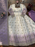 Twirl Ready Lavender Anarkali Kurta Pant Set with Dupatta - Plus Size Available