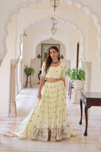 Grand Festive Look: Designer Lehenga Set with Multi Embroidery & Flowing Flair