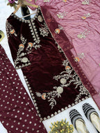 Velvet Sequence Top with Farshi Salwar & Heavy Organza Dupatta