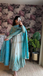 Fresh Mint Festive Anarkali Kurta Set with Dupatta â€“ Plus Size Fit