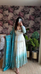Fresh Mint Festive Anarkali Kurta Set with Dupatta â€“ Plus Size Fit